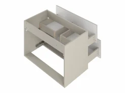 Clearance Armario de baño de cachemira para lavabo de 80 cm con frentes ranurados Aqua Beige