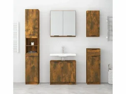 Armario de baño de pared color roble ahumado 32x20x67 cm ES322541