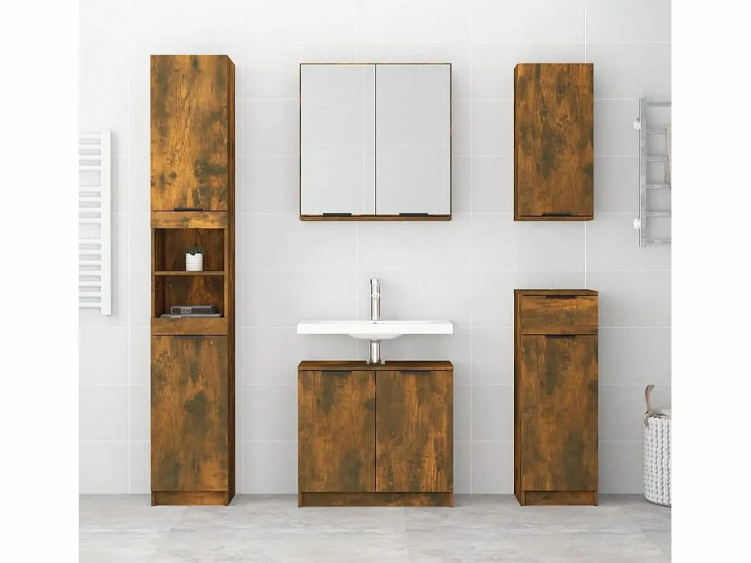 Armario de baño de pared color roble ahumado 32x20x67 cm ES322541