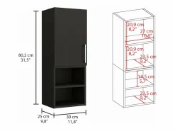Clearance TuHome Armario de Baño de Pared Madrid, con estantes 80CM A X 25CM P X 30CM L Wengue Negro