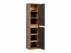 Clearance Armario de baño flotante natural y antracita, H170 cm, TIKITIKI Columna De Baño