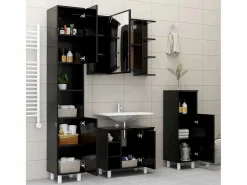 Outlet vidaxl Armario de baño madera contrachapada 30x30x179 cm Negro