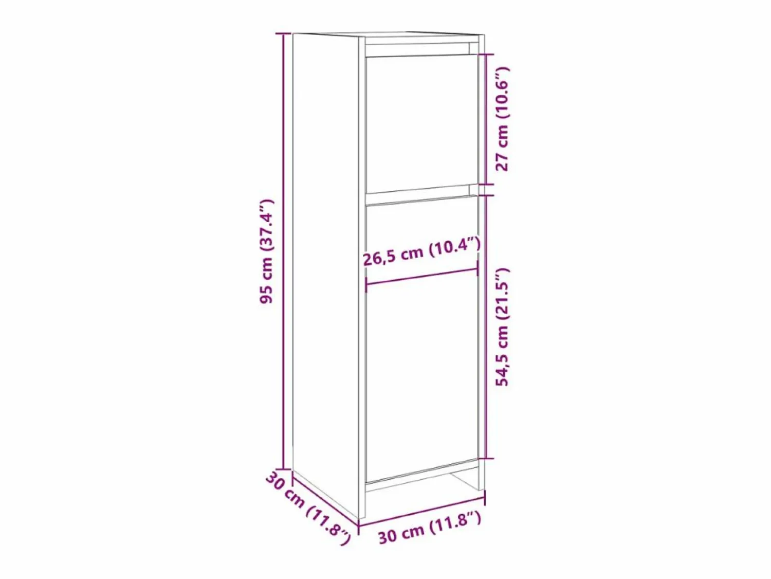 vidaxl Armario de baño madera contrachapada color roble 30x30x95 cm