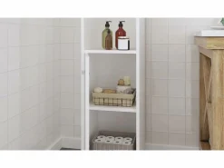 Sale vidaxl Armario de baño madera contrachapada 30x30x183,5 cm Blanco