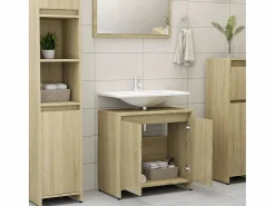 Hot Armario de baño madera contrachapada color roble 60x33x61 cm ES398208 Mueble De Pared Para Baño
