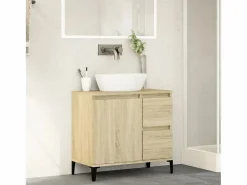 Armario de baño madera contrachapada roble Sonoma 65x33x60 cm ES676922