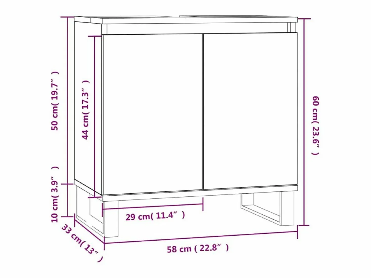 vidaxl Armario de baño madera de ingeniería marrón roble 58x33x60 cm