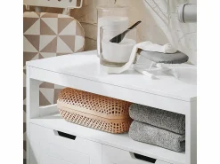 New Sobuy Armario de Baño Mueble Baño Auxiliar Organizador con 1 Comportamiento Abierto y 2 Puertas 70 x 35 x 90 cm BZR121-W ES Blanco