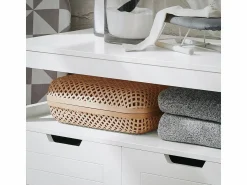 New Sobuy Armario de Baño Mueble Baño Auxiliar Organizador con 1 Comportamiento Abierto y 2 Puertas 70 x 35 x 90 cm BZR121-W ES Blanco