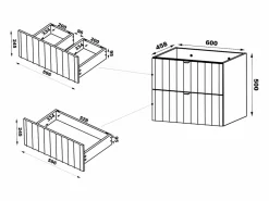Best Armario de baño para lavabo de 60 cm con frentes ranurados Arcos Negro