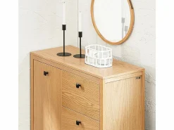 Sale Armario de Baño para Ropa Sucia Mueble Multifuncional para Baño con 1 Cesto y 3 Cajones 80 x 35 x 90cm Natural BZR97-N ES Cesto De Ropa