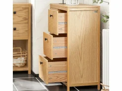 Sale Armario de Baño para Ropa Sucia Mueble Multifuncional para Baño con 1 Cesto y 3 Cajones 80 x 35 x 90cm Natural BZR97-N ES Cesto De Ropa