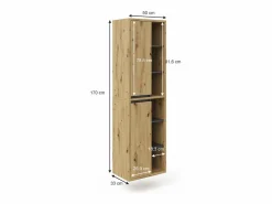 Online Vicco Armario de baño roble artesanal 50x33x170 viola Color natural claro