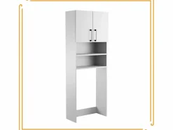 Hot Armario de baño sobre lavadora y secadora, columna de almacenamiento para electrodomésticos en color . Blanco