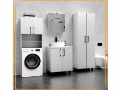 Hot Armario de baño sobre lavadora y secadora, columna de almacenamiento para electrodomésticos en color . Blanco