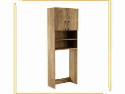 Discount Armario de baño sobre lavadora y secadora en roble Craft. Perfecto para organizar tus electrodomésticos en el baño. Color natural claro