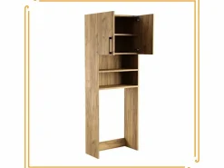 Discount Armario de baño sobre lavadora y secadora en roble Craft. Perfecto para organizar tus electrodomésticos en el baño. Color natural claro