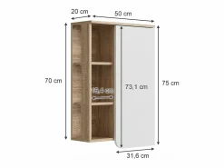 Online Vicco Armario de baño sonoma/blanco 50x20x75 karen Color natural claro