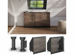 Best Vicco Armario de cocina para techo inclinado gris noble 80x46x81.6 r-line Gris claro