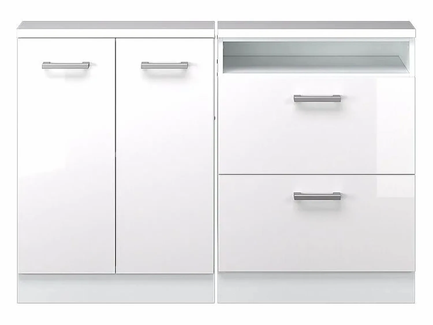 Best Vicco Armario de cocina para techo inclinado alto brillo 120x46x81.6 r-line Blanco