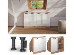 Vicco Armario de cocina para techo inclinado blanco casa de campo 80x46x81.6 r-line