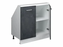 Clearance Vicco Armario de cocina para techo inclinado hormigón 80x46x81.6 r-line Negro