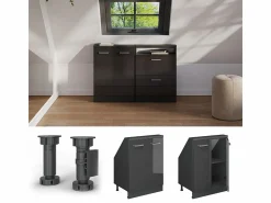 New Vicco Armario de cocina para techo inclinado antracita alto brillo 60x46x81.6 r-line Gris antracita