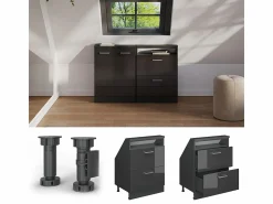 Hot Armario de cocina para techo inclinado antracita alto brillo 60x46x81.6 r-line Armario Para Buhardilla