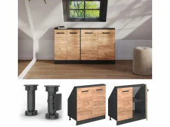Outlet Vicco Armario de cocina para techo inclinado roble dorado 80x46x81.6 r-line Color natural oscuro