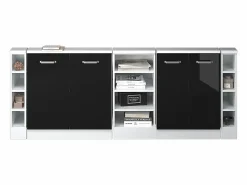 New Vicco Armario de cocina para techo inclinado brillo intenso 210x46x81.6 r-line Negro