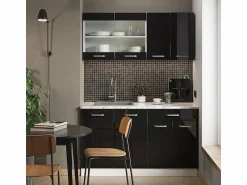 New Vicco Armario de cocina para techo inclinado brillo intenso 210x46x81.6 r-line Negro