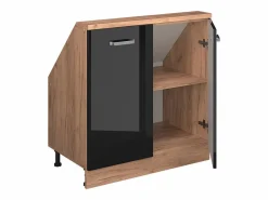 New Vicco Armario de cocina para techo inclinado brillo intenso 80x46x81.6 r-line Negro