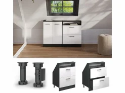 Vicco Armario de cocina para techo inclinado alto brillo 60x46x81.6 r-line