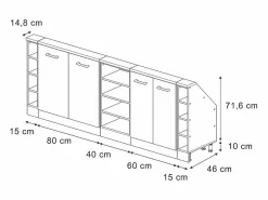 Vicco Armario de cocina para techo inclinado antracita alto brillo 210x46x81.6 r-line Gris antracita