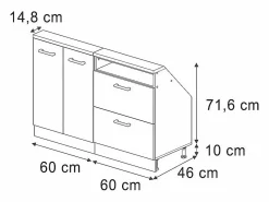 Vicco Armario de cocina para techo inclinado roble artesanal 120x46x81.6 r-line