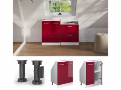 Online Vicco Armario de cocina para techo inclinado brillo intenso/blanco 60x46x81.6 r-line Rojo