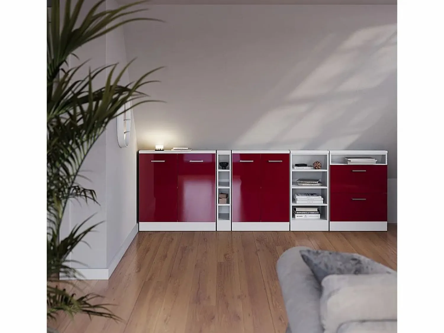 Online Vicco Armario de cocina para techo inclinado brillo intenso/blanco 60x46x81.6 r-line Rojo