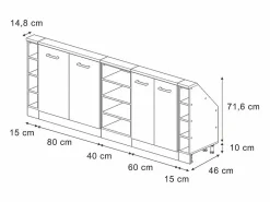 Vicco Armario de cocina para techo inclinado gris ado 210x46x81.6 r-line