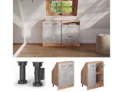 Discount Vicco Armario de cocina para techo inclinado hormigón 60x46x81.6 r-line Gris claro