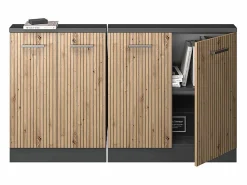 Clearance Vicco Armario de cocina para techo inclinado roble artesanal 140x46x81.6 r-line Color natural claro
