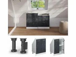 Vicco Armario de cocina para techo inclinado hormigón 60x46x81.6 r-line