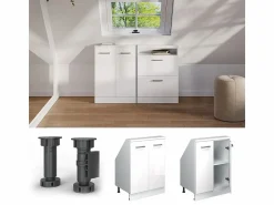 Best Vicco Armario de cocina para techo inclinado alto brillo 60x46x81.6 r-line Blanco