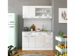 Best Vicco Armario de cocina para techo inclinado alto brillo 60x46x81.6 r-line Blanco