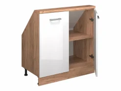 Armario de cocina para techo inclinado alto brillo 80x46x81.6 r-line Armario Para Buhardilla
