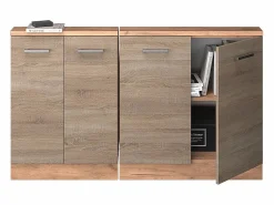 New Vicco Armario de cocina para techo inclinado sonoma 140x46x81.6 r-line Color natural claro