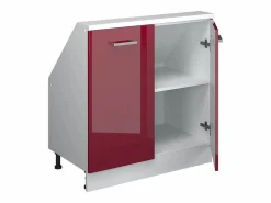 Outlet Vicco Armario de cocina para techo inclinado brillo intenso/blanco 80x46x81.6 r-line Rojo