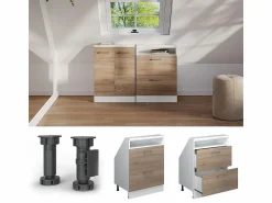 Vicco Armario de cocina para techo inclinado sonoma 60x46x81.6 r-line