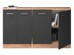 New Vicco Armario de cocina para techo inclinado antracita alto brillo 140x46x81.6 r-line Gris antracita