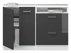 Outlet Armario de cocina para techo inclinado antracita alto brillo 120x46x81.6 r-line Armario Para Buhardilla