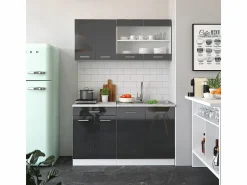 Outlet Armario de cocina para techo inclinado antracita alto brillo 120x46x81.6 r-line Armario Para Buhardilla